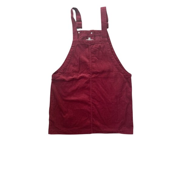 Regeneration By Celebrity Pink Corduroy Button-Down Pinafore Dress M Red Adjusta - Picture 2 of 6